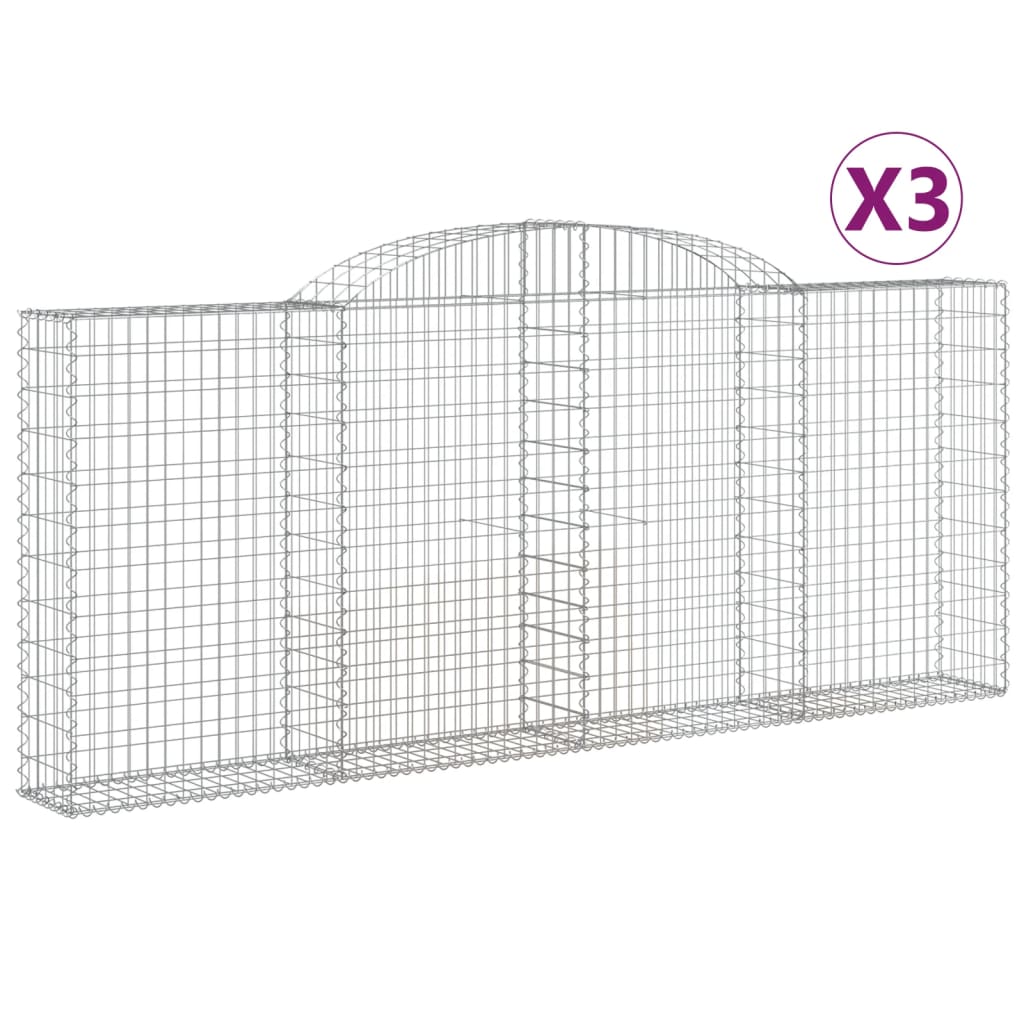 Arched Gabion Baskets 3 pcs 300x30x120/140 cm Galvanised Iron