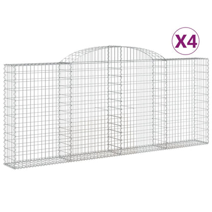 Arched Gabion Baskets 4 pcs 300x30x120/140 cm Galvanised Iron