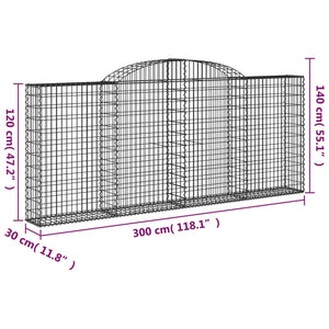 Arched Gabion Baskets 8 pcs 300x30x120/140 cm Galvanised Iron