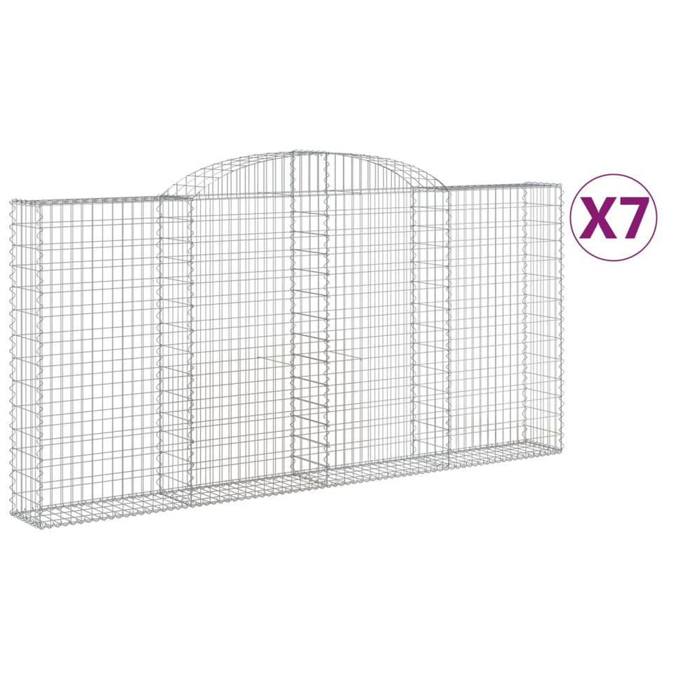 Arched Gabion Baskets 7 pcs 300x30x140/160 cm Galvanised Iron