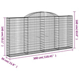 Arched Gabion Baskets 9 pcs 300x30x140/160 cm Galvanised Iron