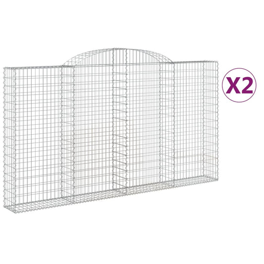 Arched Gabion Baskets 2 pcs 300x30x160/180 cm Galvanised Iron