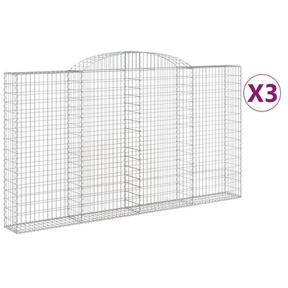 Arched Gabion Baskets 3 pcs 300x30x160/180 cm Galvanised Iron