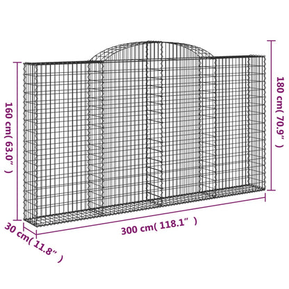 Arched Gabion Baskets 3 pcs 300x30x160/180 cm Galvanised Iron