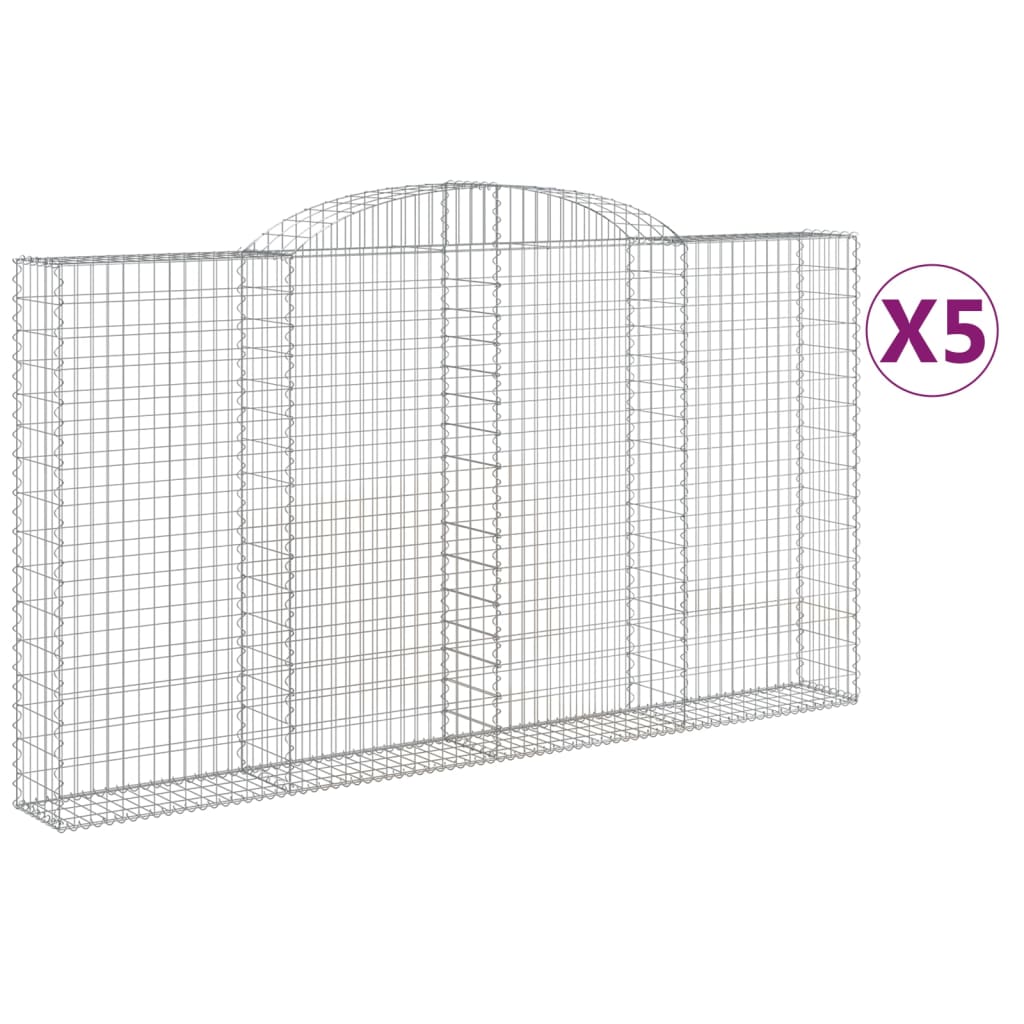 Arched Gabion Baskets 5 pcs 300x30x160/180 cm Galvanised Iron