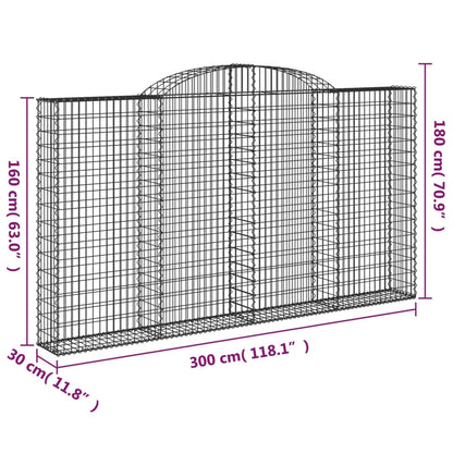 Arched Gabion Baskets 5 pcs 300x30x160/180 cm Galvanised Iron
