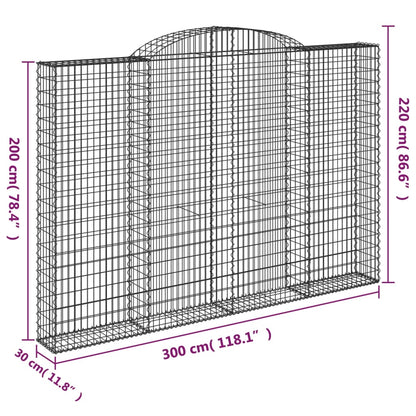 Arched Gabion Baskets 2 pcs 300x30x200/220 cm Galvanised Iron