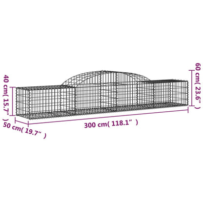 Arched Gabion Baskets 6 pcs 300x50x40/60 cm Galvanised Iron