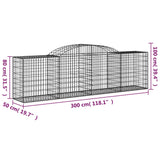 Arched Gabion Baskets 6 pcs 300x50x80/100 cm Galvanised Iron