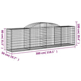 Arched Gabion Baskets 8 pcs 300x50x80/100 cm Galvanised Iron