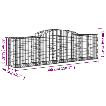 Arched Gabion Baskets 12 pcs 300x50x80/100 cm Galvanised Iron