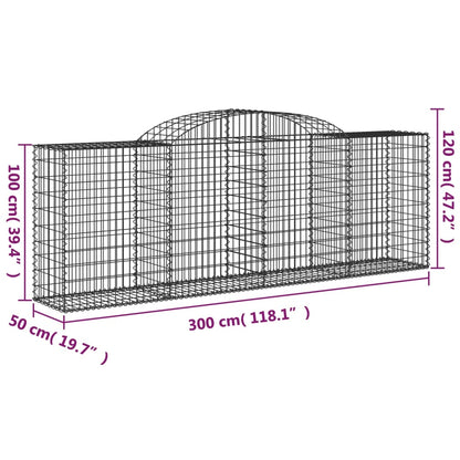 Arched Gabion Baskets 4 pcs 300x50x100/120 cm Galvanised Iron