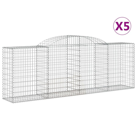 Arched Gabion Baskets 5 pcs 300x50x100/120 cm Galvanised Iron