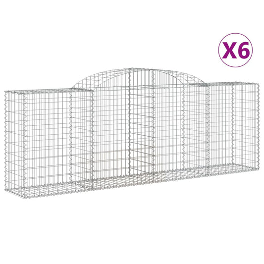 Arched Gabion Baskets 6 pcs 300x50x100/120 cm Galvanised Iron