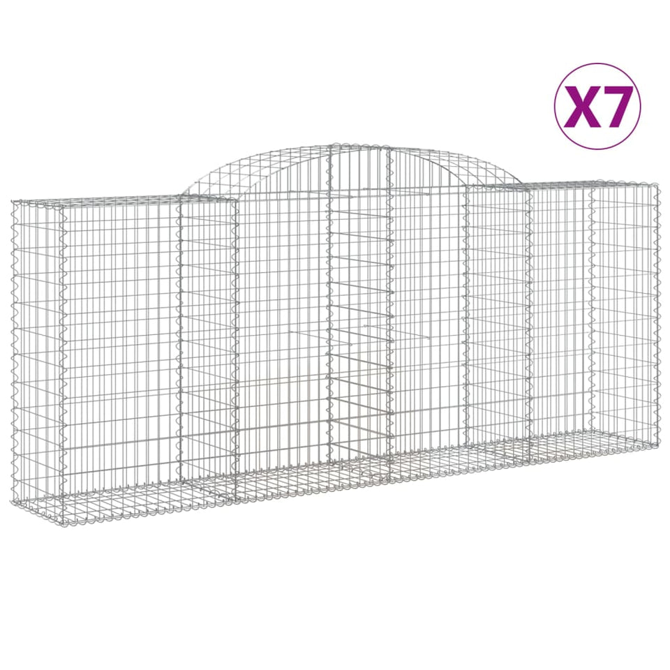 Arched Gabion Baskets 7 pcs 300x50x120/140 cm Galvanised Iron