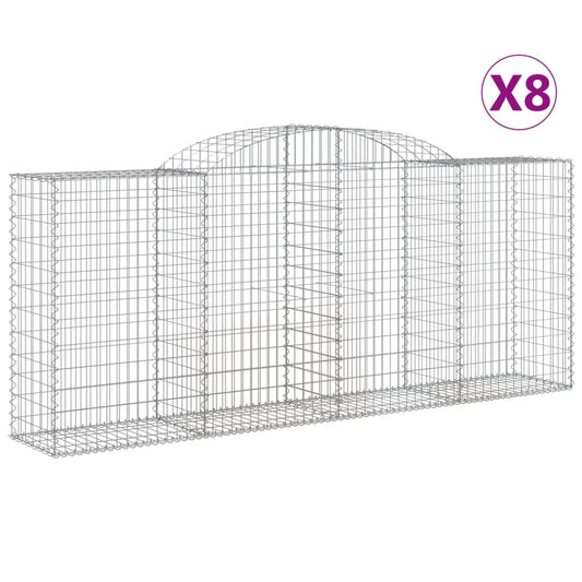 Arched Gabion Baskets 8 pcs 300x50x120/140 cm Galvanised Iron