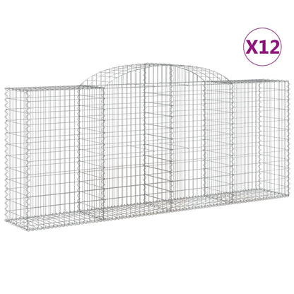 Arched Gabion Baskets 12 pcs 300x50x120/140 cm Galvanised Iron