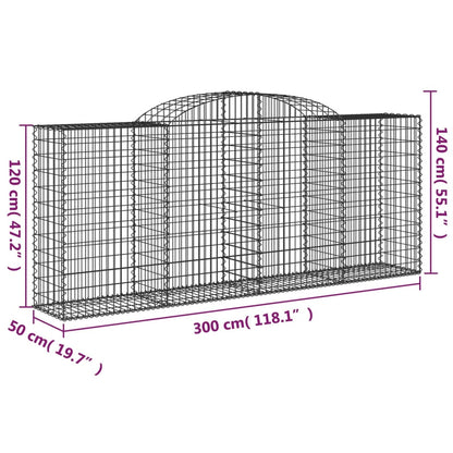 Arched Gabion Baskets 15 pcs 300x50x120/140 cm Galvanised Iron
