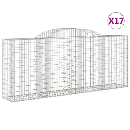 Arched Gabion Baskets 17 pcs 300x50x120/140 cm Galvanised Iron