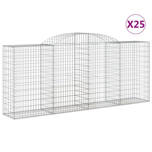 Arched Gabion Baskets 25 pcs 300x50x120/140 cm Galvanised Iron