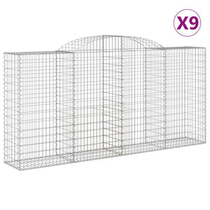 Arched Gabion Baskets 9 pcs 300x50x140/160 cm Galvanised Iron