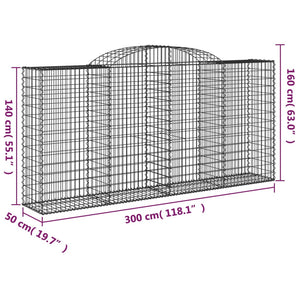 Arched Gabion Baskets 9 pcs 300x50x140/160 cm Galvanised Iron