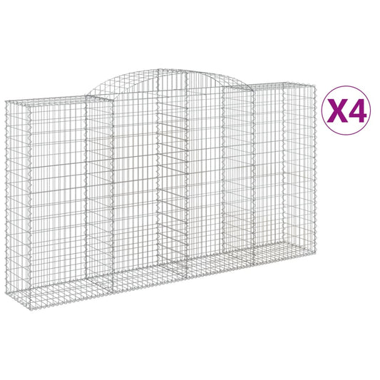 Arched Gabion Baskets 4 pcs 300x50x160/180 cm Galvanised Iron