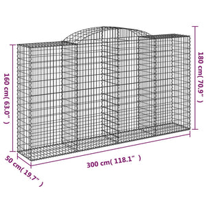 Arched Gabion Baskets 7 pcs 300x50x160/180 cm Galvanised Iron