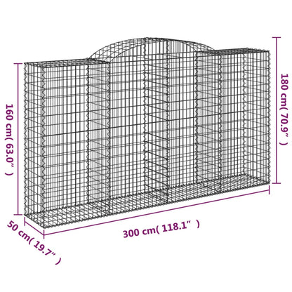Arched Gabion Baskets 17 pcs 300x50x160/180 cm Galvanised Iron