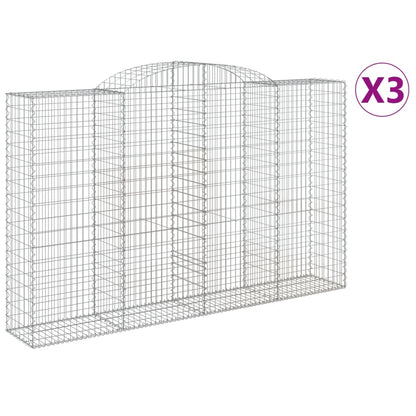 Arched Gabion Baskets 3 pcs 300x50x180/200 cm Galvanised Iron