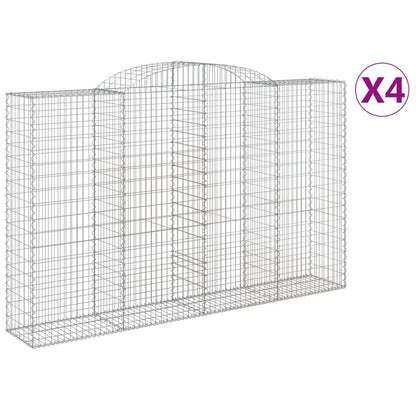 Arched Gabion Baskets 4 pcs 300x50x180/200 cm Galvanised Iron