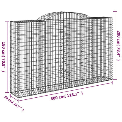 Arched Gabion Baskets 4 pcs 300x50x180/200 cm Galvanised Iron