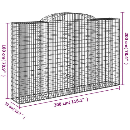 Arched Gabion Baskets 6 pcs 300x50x180/200 cm Galvanised Iron