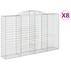 Arched Gabion Baskets 8 pcs 300x50x180/200 cm Galvanised Iron