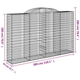 Arched Gabion Baskets 8 pcs 300x50x180/200 cm Galvanised Iron