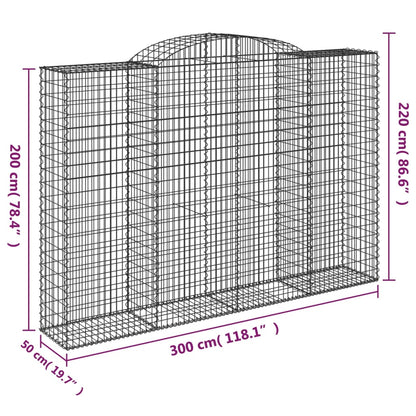 Arched Gabion Baskets 2 pcs 300x50x200/220 cm Galvanised Iron