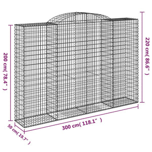 Arched Gabion Baskets 6 pcs 300x50x200/220 cm Galvanised Iron