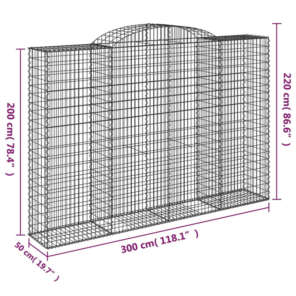 Arched Gabion Baskets 6 pcs 300x50x200/220 cm Galvanised Iron