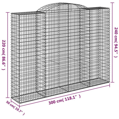 Arched Gabion Baskets 13 pcs 300x50x220/240 cm Galvanised Iron