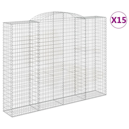 Arched Gabion Baskets 15 pcs 300x50x220/240 cm Galvanised Iron