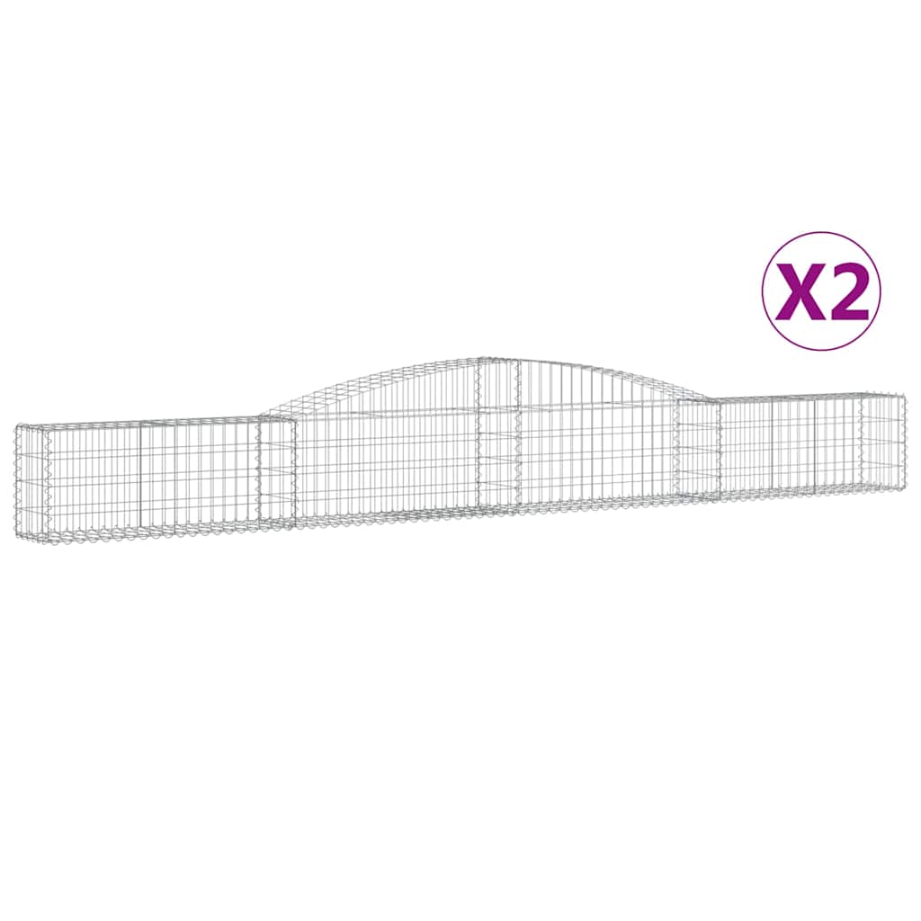 Arched Gabion Baskets 2 pcs 400x30x40/60 cm Galvanised Iron