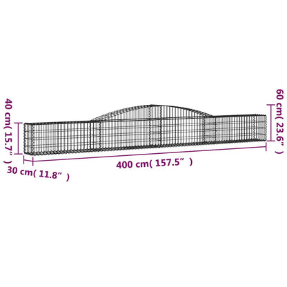 Arched Gabion Baskets 2 pcs 400x30x40/60 cm Galvanised Iron
