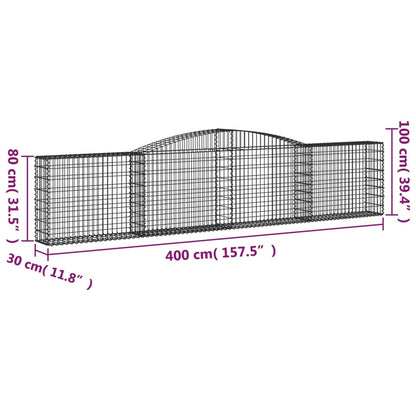 Arched Gabion Baskets 5 pcs 400x30x80/100 cm Galvanised Iron