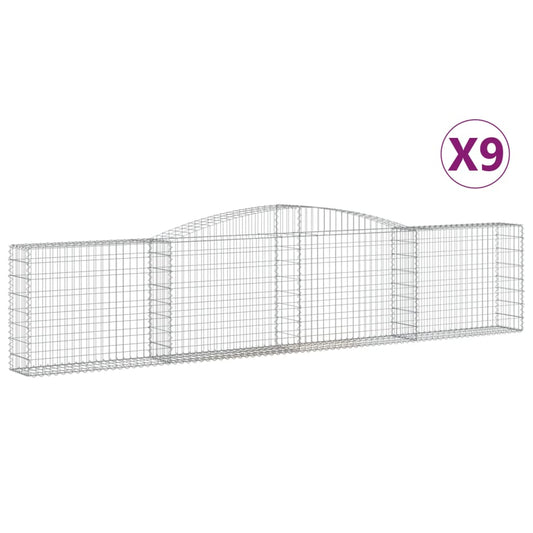 Arched Gabion Baskets 9 pcs 400x30x80/100 cm Galvanised Iron
