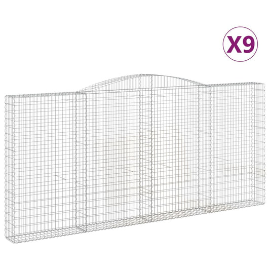Arched Gabion Baskets 9 pcs 400x30x180/200 cm Galvanised Iron