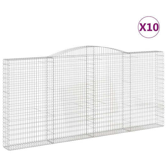 Arched Gabion Baskets 10 pcs 400x30x180/200 cm Galvanised Iron