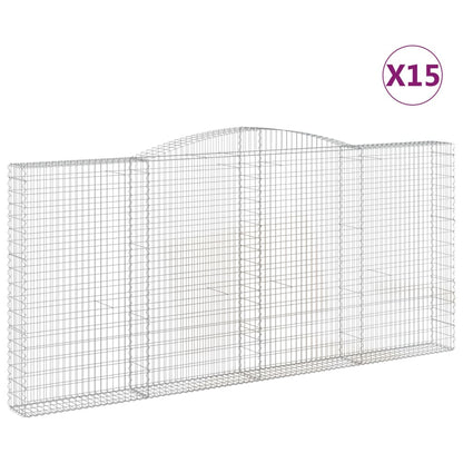 Arched Gabion Baskets 15 pcs 400x30x180/200 cm Galvanised Iron