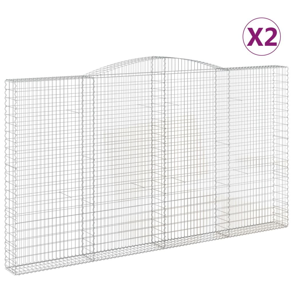 Arched Gabion Baskets 2 pcs 400x30x220/240 cm Galvanised Iron