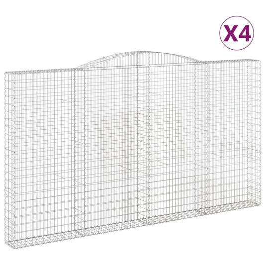 Arched Gabion Baskets 4 pcs 400x30x220/240 cm Galvanised Iron