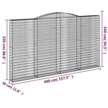 Arched Gabion Baskets 7 pcs 400x30x220/240 cm Galvanised Iron